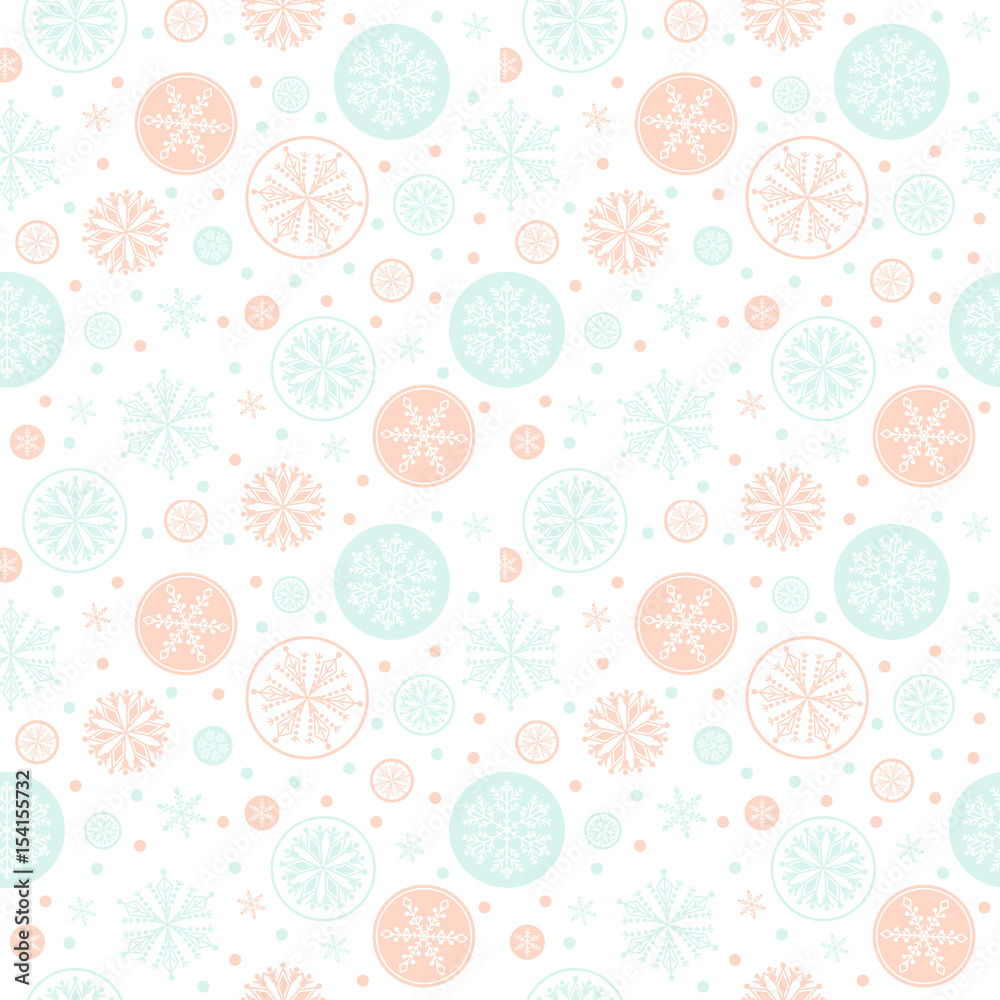 Snowflake vector seamless pattern.
