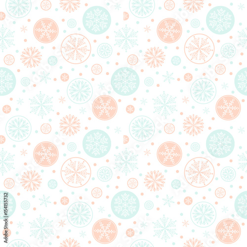 Snowflake vector seamless pattern.