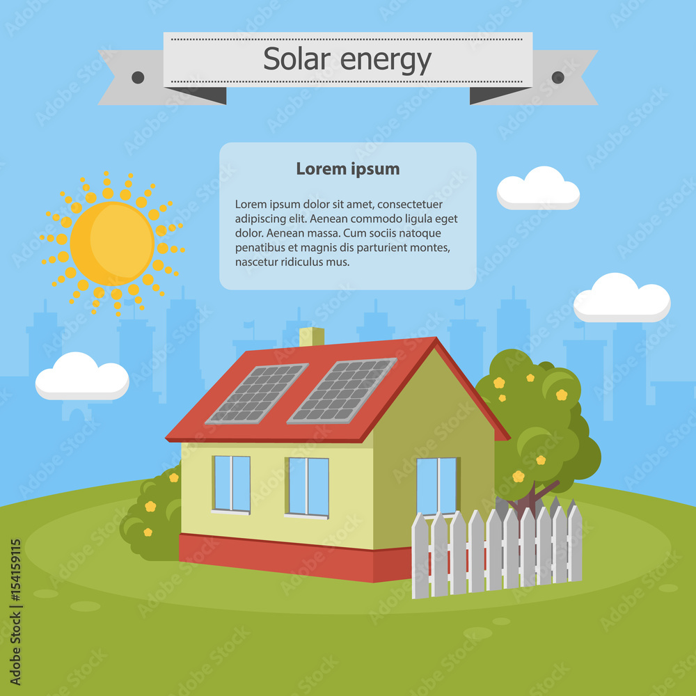 Vector solar energy house Vector solar energy house