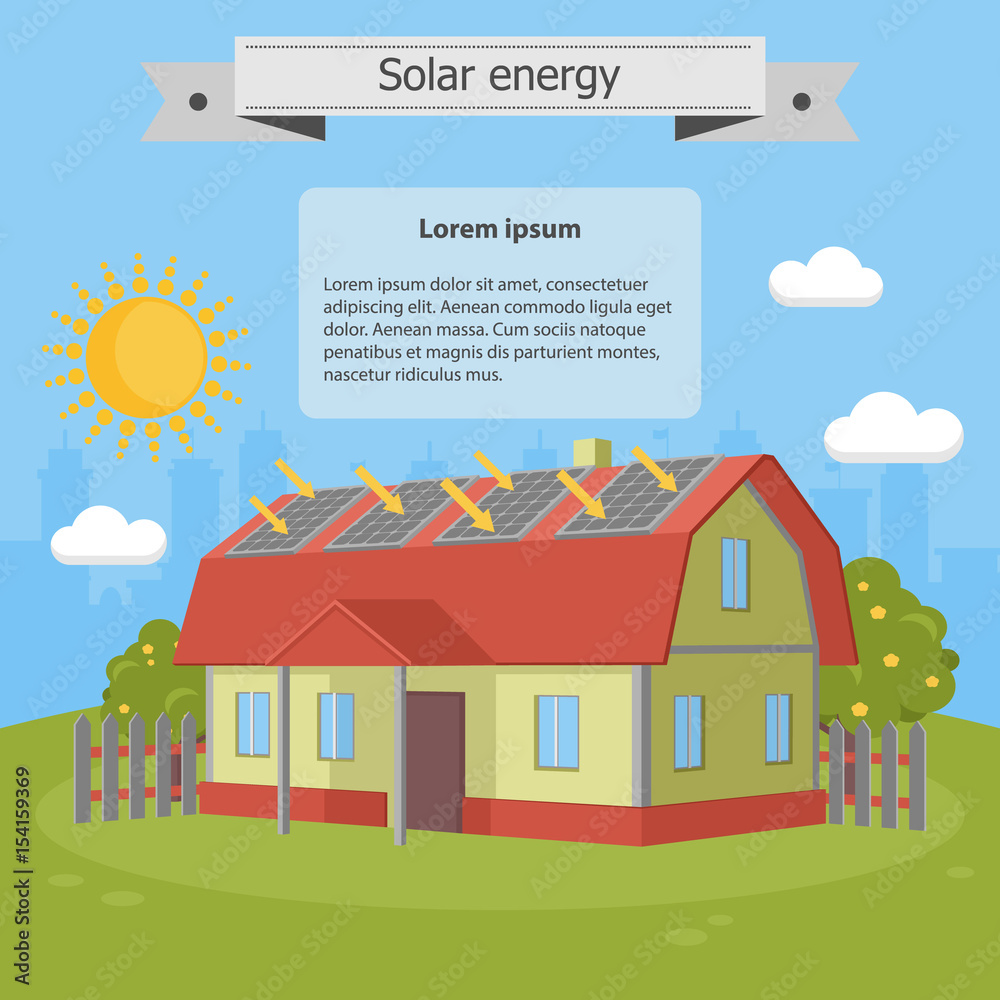 Vector solar energy house Vector solar energy house