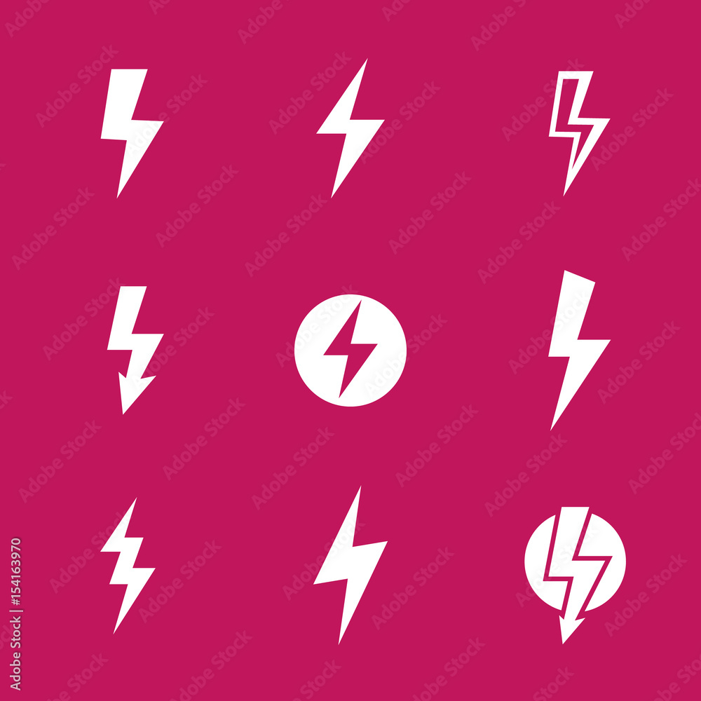 Lightning bolts, warning vector signs Lightning bolts, warning vector signs