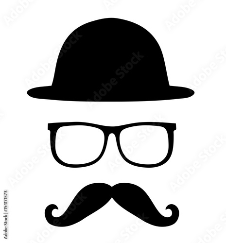 Brille, Bart und Hut