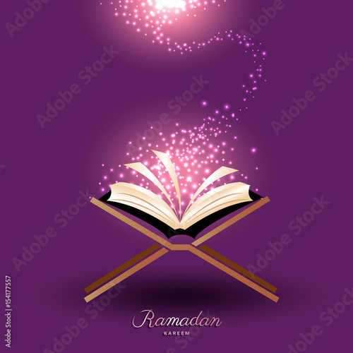 Muslim Quran with magic light for ramadan of Islam