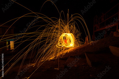 Steel wool photography in the twilight