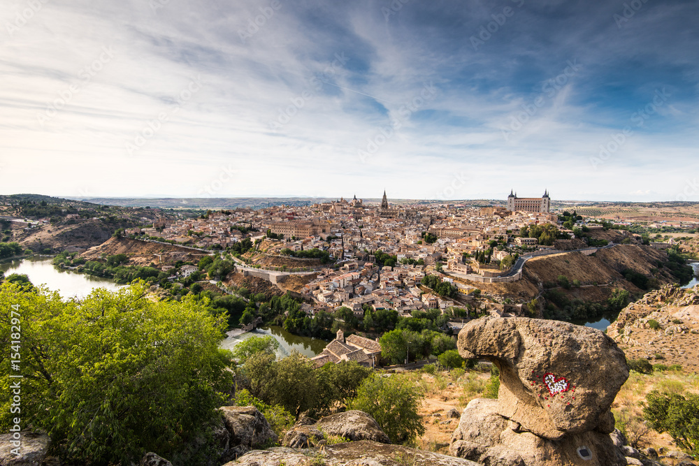 Panoramic daylight view over Toledo from elevated viewpoint