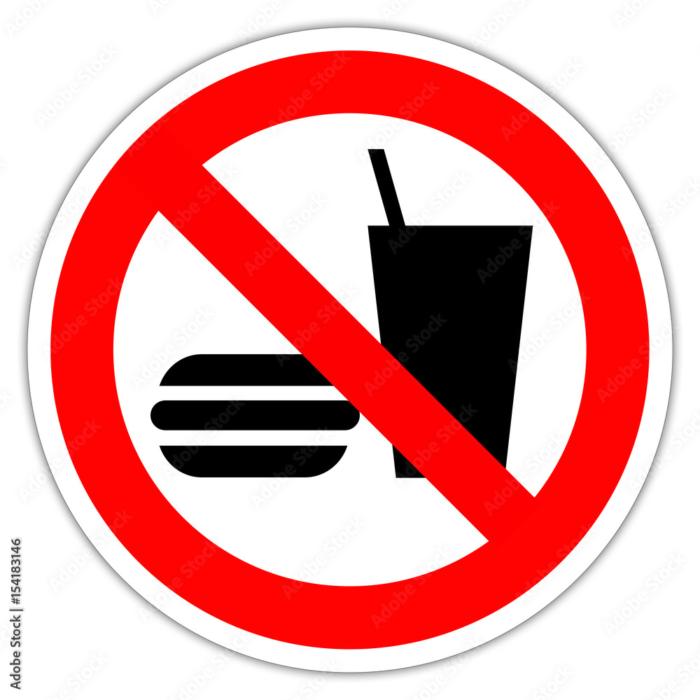 Panneau : Interdiction de boire ou de manger