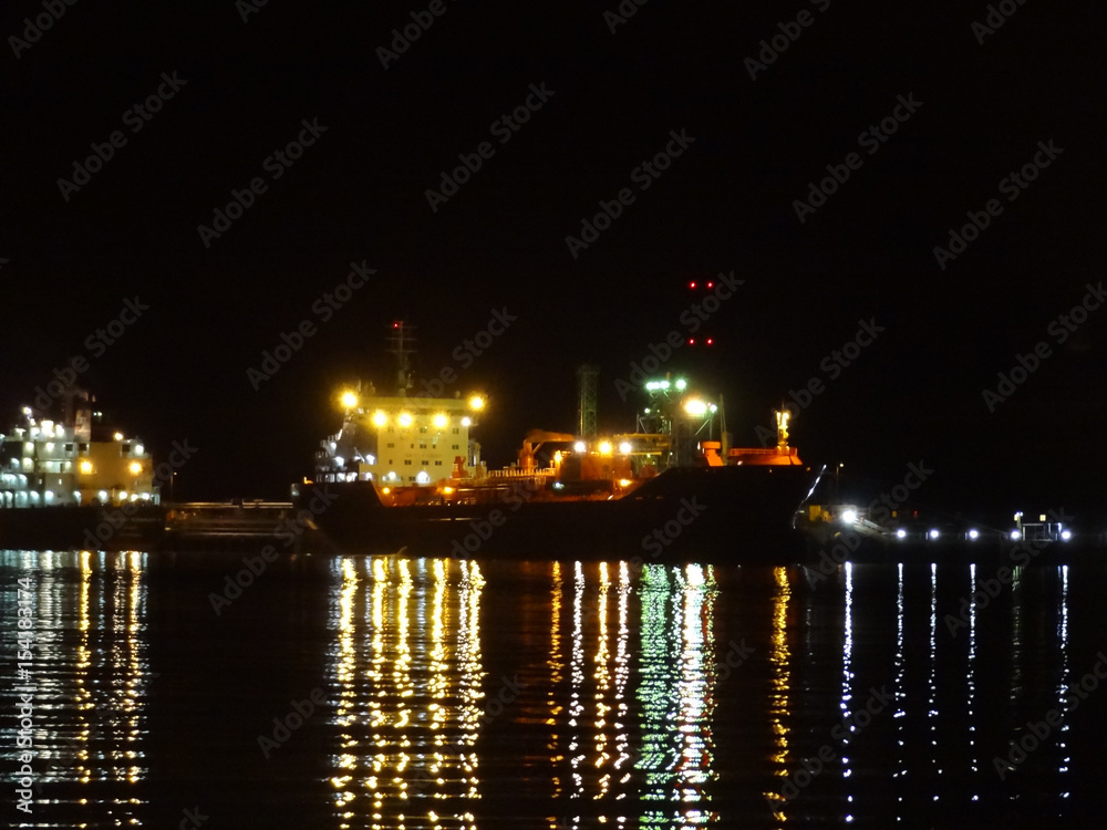 tanker at night