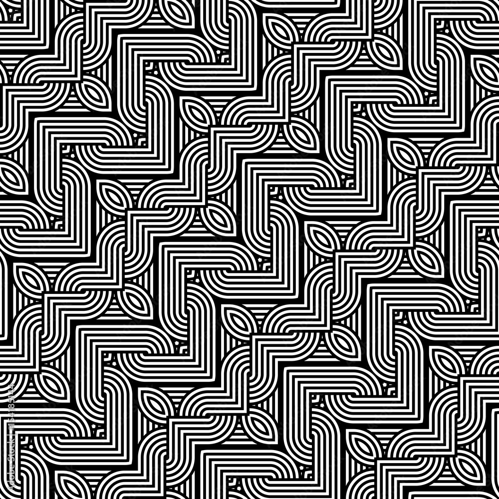 Design seamless monochrome interlaced pattern Design seamless monochrome interlaced pattern