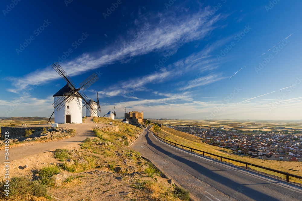 road to windmills in Consuegra,Castila La Mancha, Spain