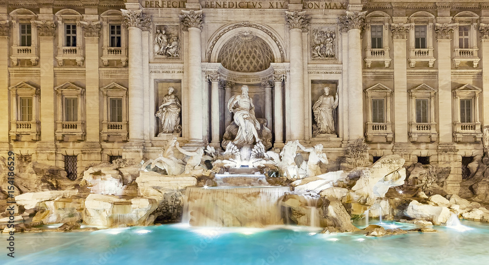 The trevi fountain in rome at the night