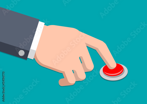 A hand in suit press botton - Vector Illustration