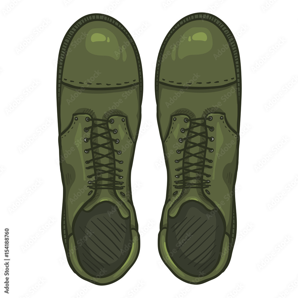 Vector Cartoon Army Boots. High Military Shoes Vector Cartoon Army Boots. High Military Shoes