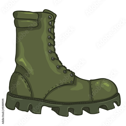 Vector Cartoon Army Boots. High Military Shoes