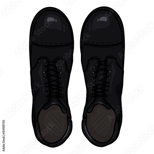 Vector Cartoon Army Boots. High Military Shoes
