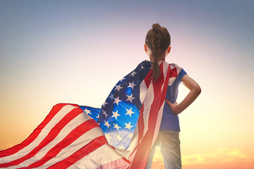 Patriotic holiday. Happy kid