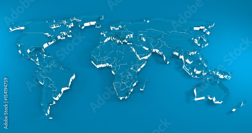 3D rendering  3D illustration  Ice  Glass world map.