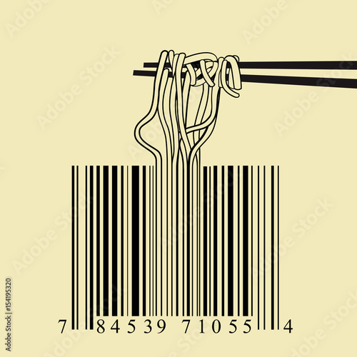 Chopsticks spaghetti barcode design idea concept