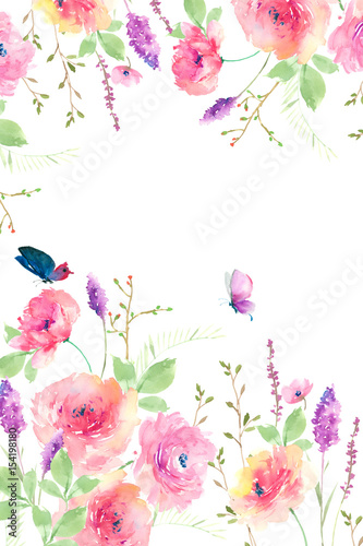 Wallpaper Mural Watercolor flowers Torontodigital.ca