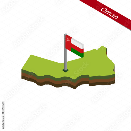 Oman Isometric map and flag. Vector Illustration.