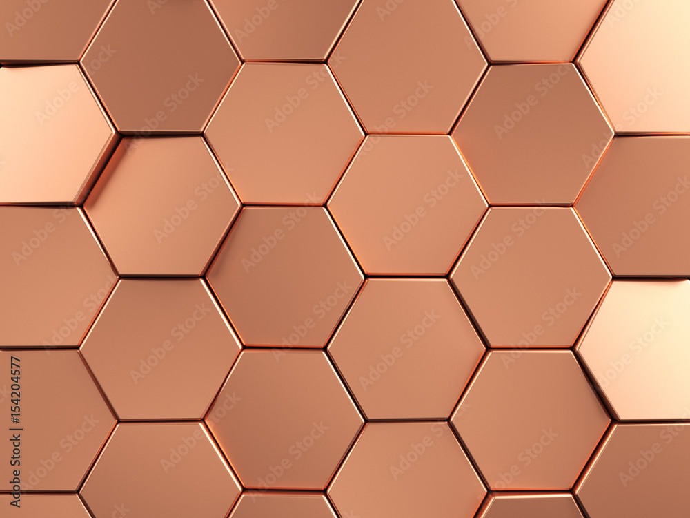 Obraz premium Rose Gold Hexagonal background. 3d rendering
