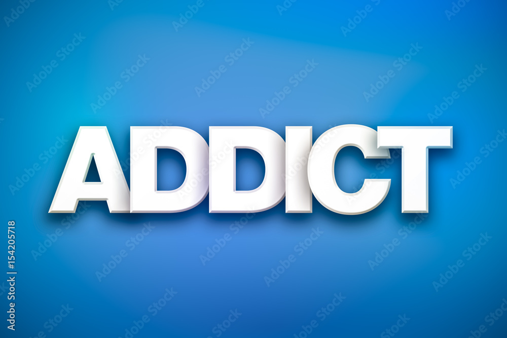 Addict Theme Word Art on Colorful Background