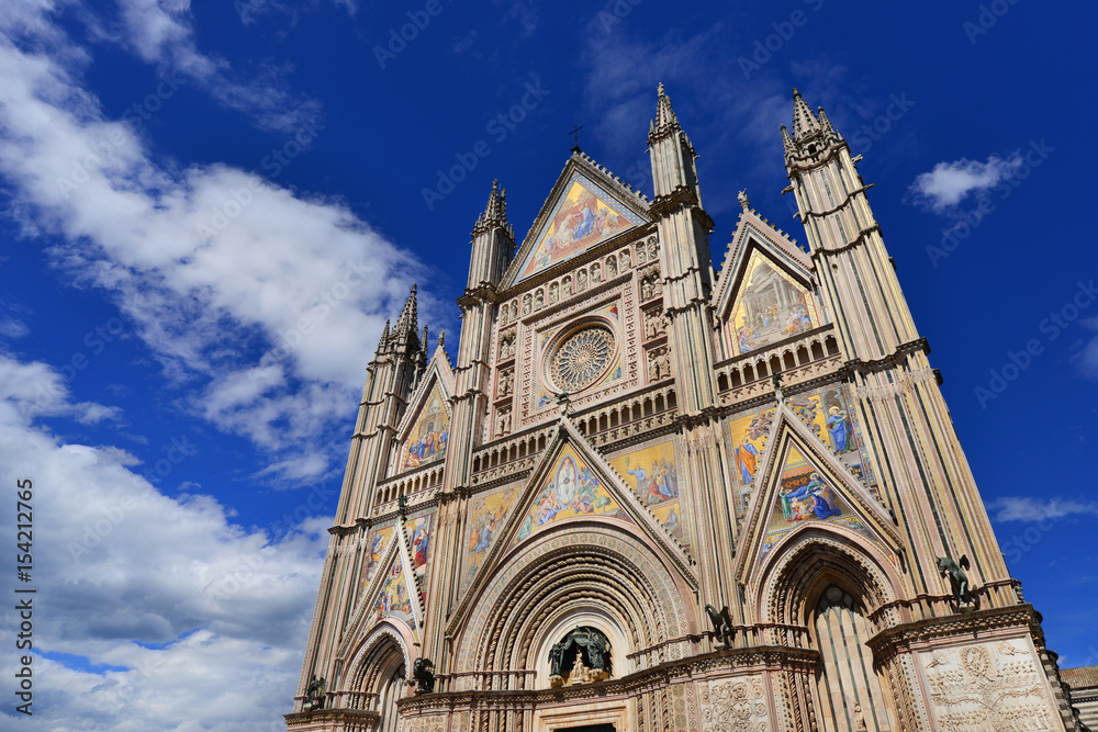 Gothic Orvieto Cathedral with mosaic
