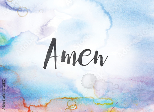 Amen Concept Watercolor and Ink Painting