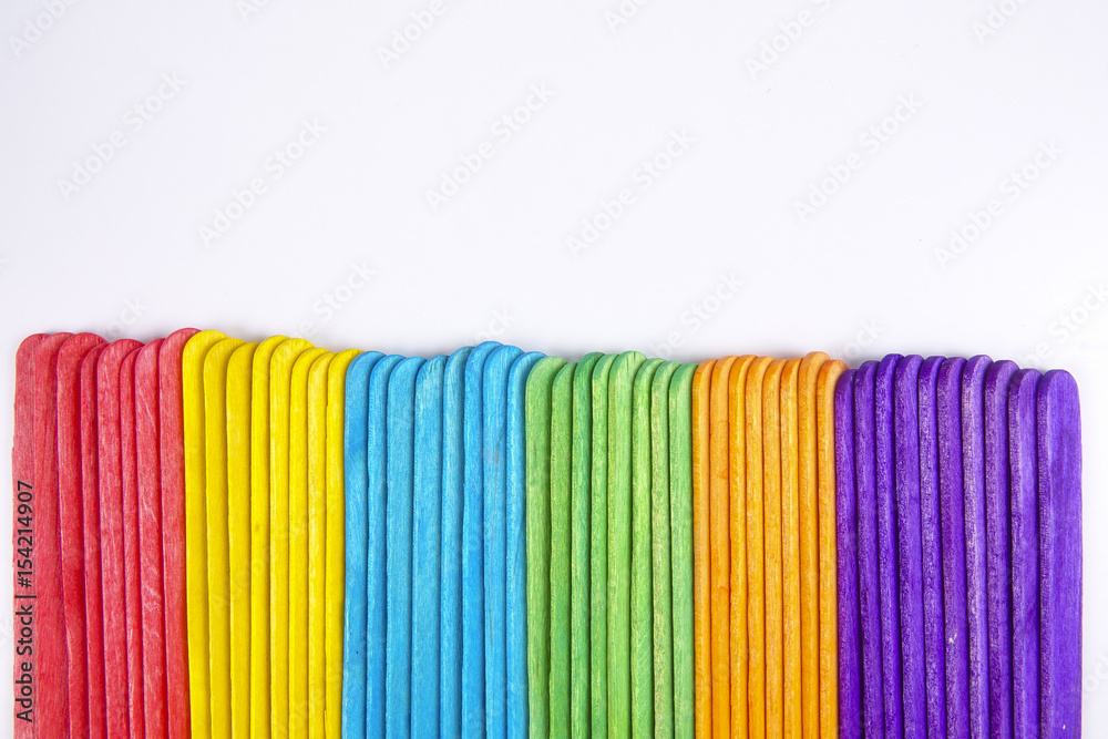 Colourful wooden sticks on white background Colourful wooden sticks on white background