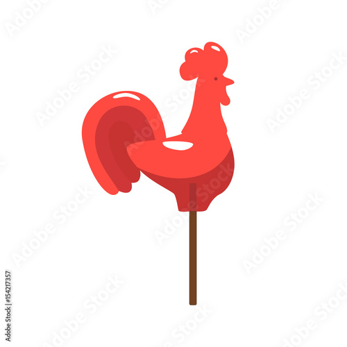 Russian traditional red lollipop in shape of cockerel isolated on white. Vector illustration. 