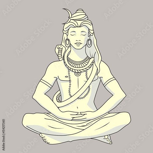 Shiva statue in sunlight. Isolated vector illustration.