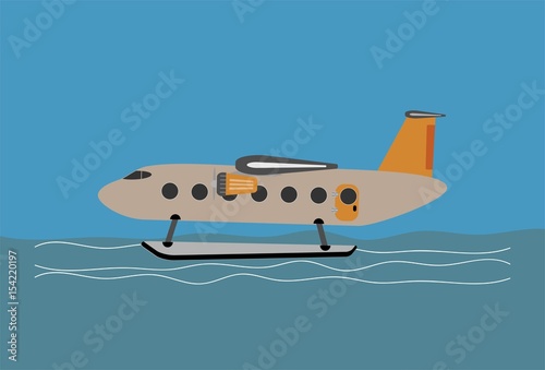 Vintage  Passenger Float Plane in sea background