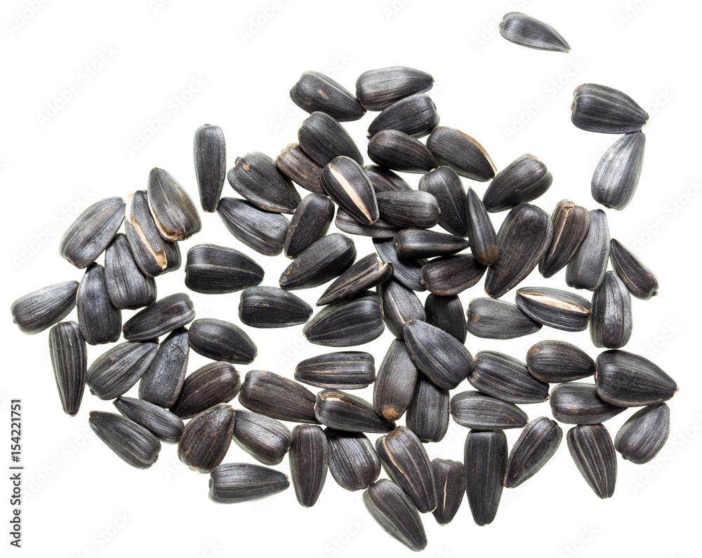 Fried black seeds isolated on white background