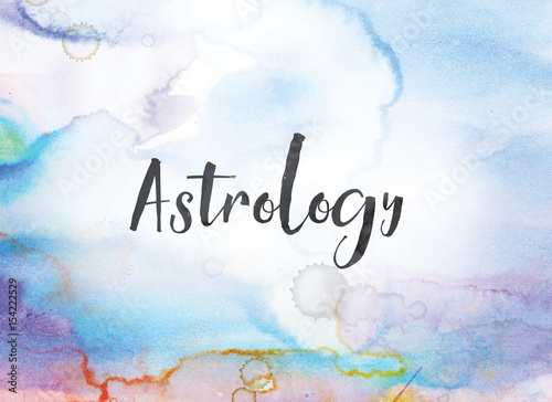 Astrology Concept Watercolor and Ink Painting photo