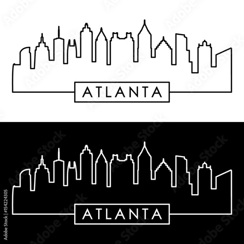 Atlanta skyline. Linear style. Editable vector file.