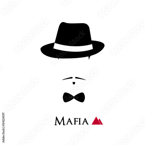 Italian Mafioso face on white background.  photo