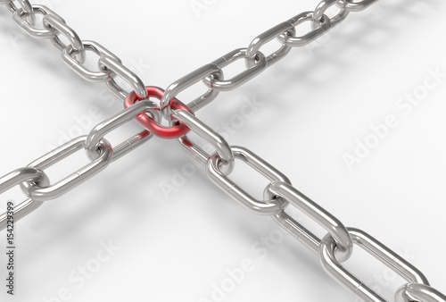 Iron chain isolated on white background. 3D illustrating.