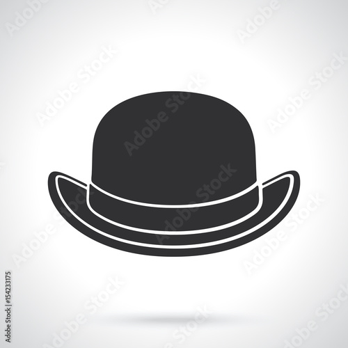 Silhouette of retro bowler hat front view