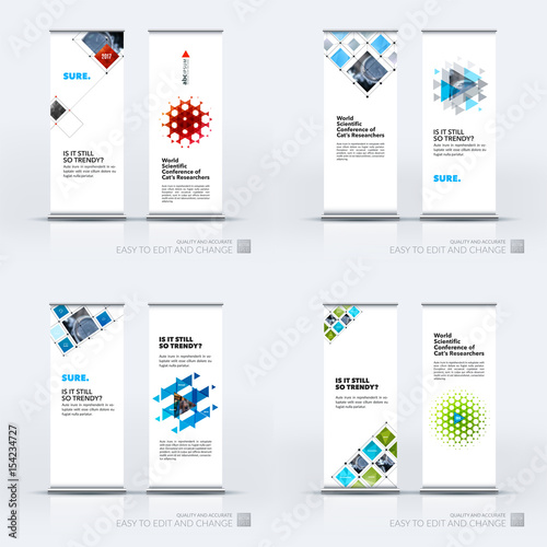 Abstract business vector set of modern roll Up Banner stand desi