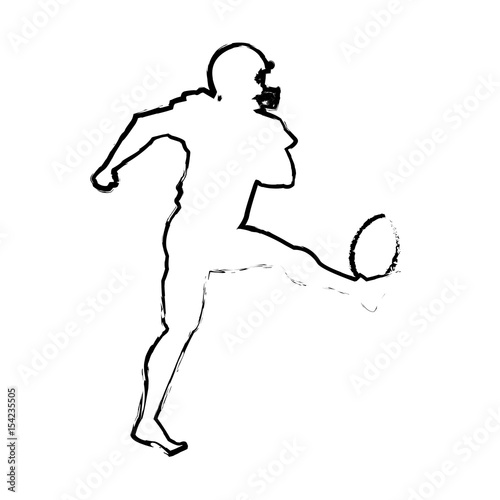 american footbal player quarterback helmet sketch vector illustration