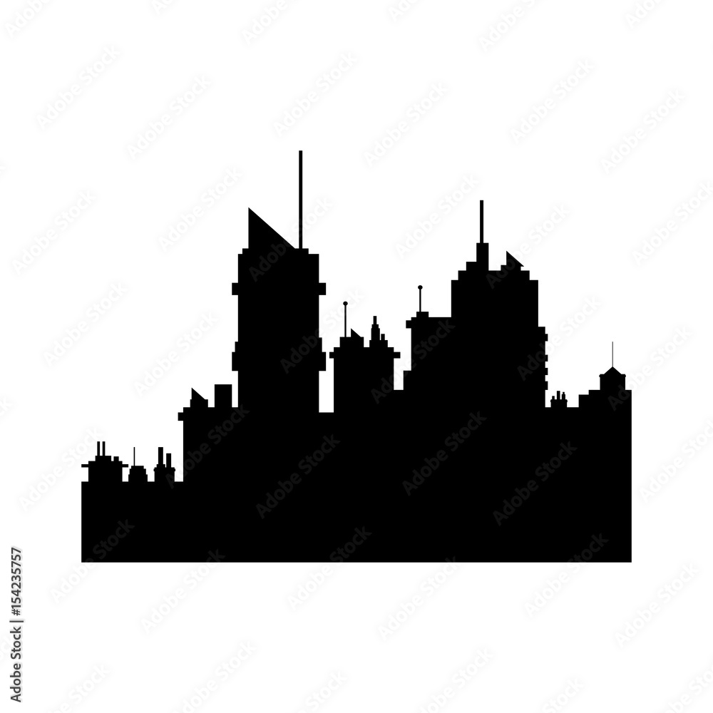 silhouette building urban skyscraper antenna vector illustration