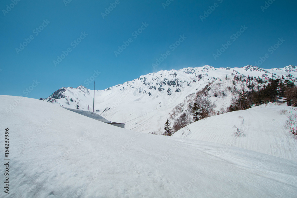 Tateyama Kurobe Alpine Route the snow mountains wall