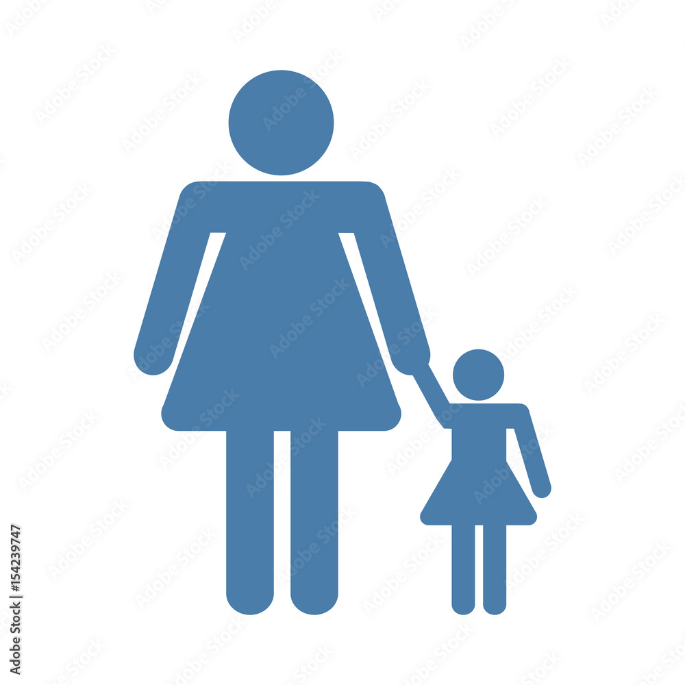 pictogram woman with her daughter icon over white background. vector illustration pictogram woman with her daughter icon over white background. vector illustration