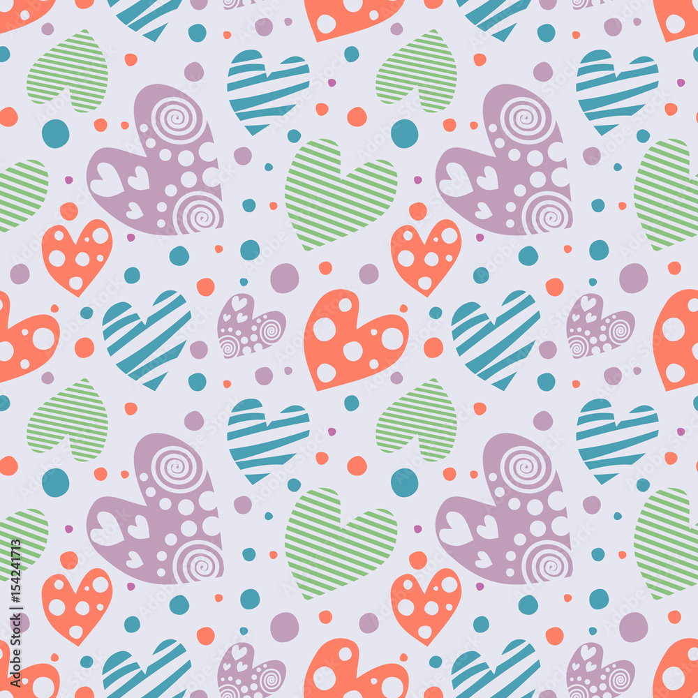 Seamless vector pattern with hearts. Background with hand drawn ornamental symbols. Template for wrapping, decor, surface, cards, backgrounds, textile, print. Repeat ornament. Series of Love Patterns. Seamless vector pattern with hearts. Background with hand drawn ornamental symbols. Template for wrapping, decor, surface, cards, backgrounds, textile, print. Repeat ornament. Series of Love Patterns.