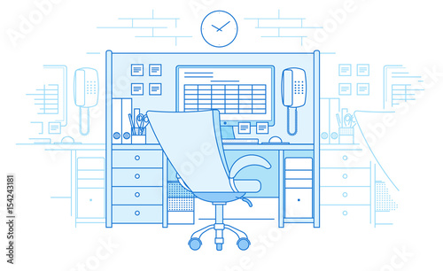 Workplace in open-space office