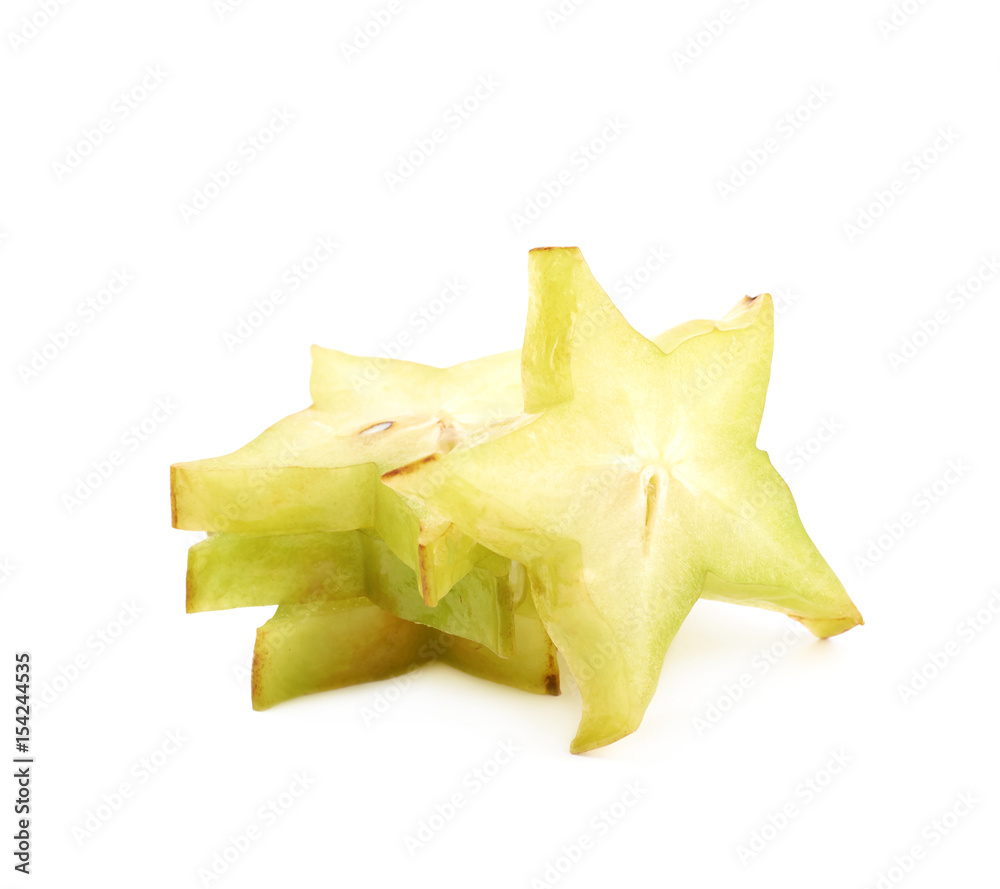 Pile of sliced carambola fruits isolated