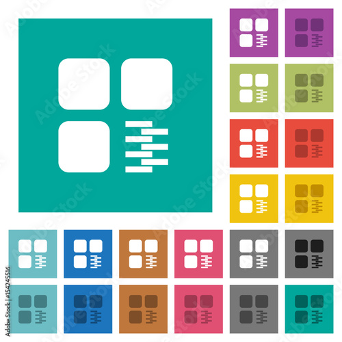 Zip component square flat multi colored icons