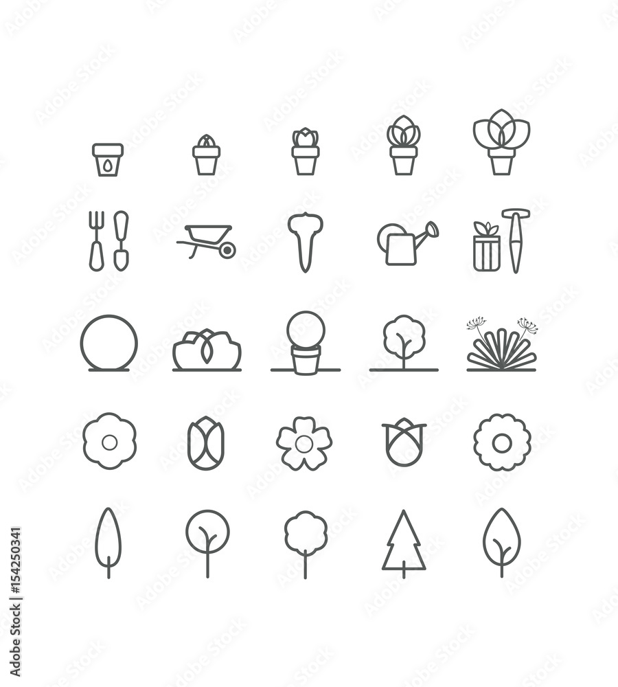 Fototapeta premium pictogramme, icônes, jardin, plants nursery, jardinerie, pépinière