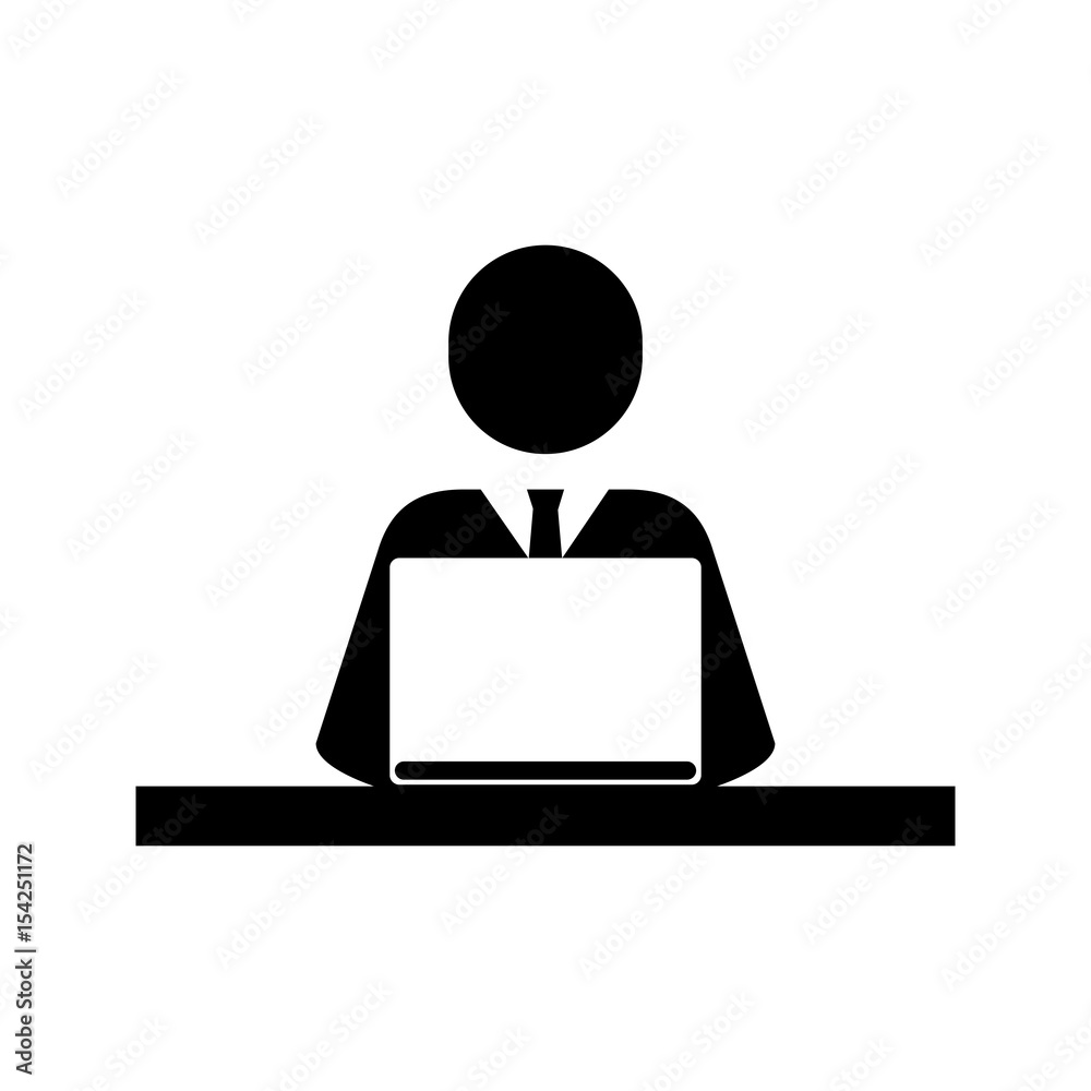 businessman with a laptop computer icon over white background. vector illustration businessman with a laptop computer icon over white background. vector illustration