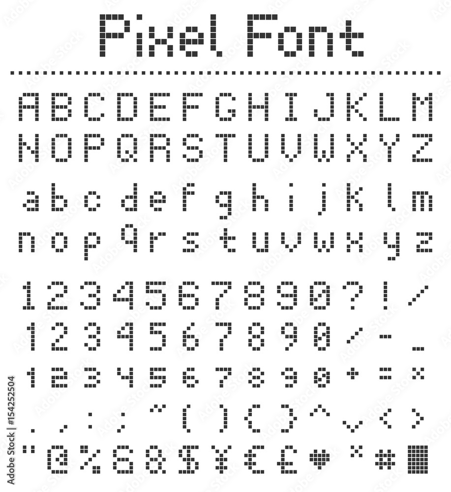 Square Pixel Font Videogame Alphabet In Retro Style Stock Vector 