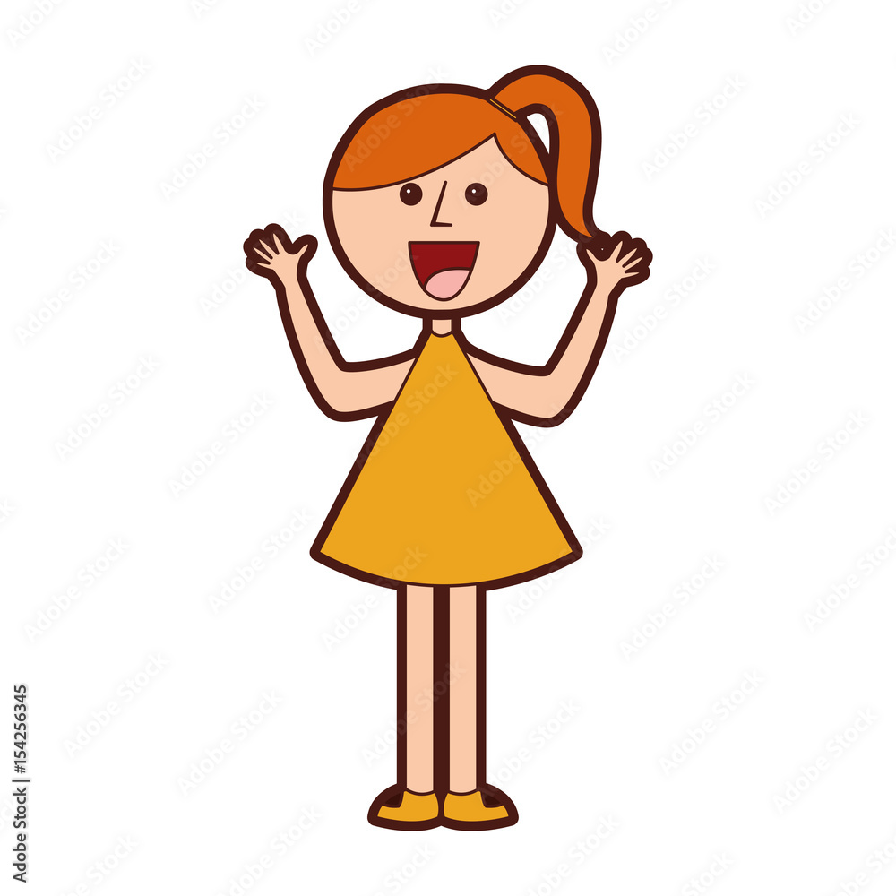 young girl with hands up avatar character vector illustration design young girl with hands up avatar character vector illustration design